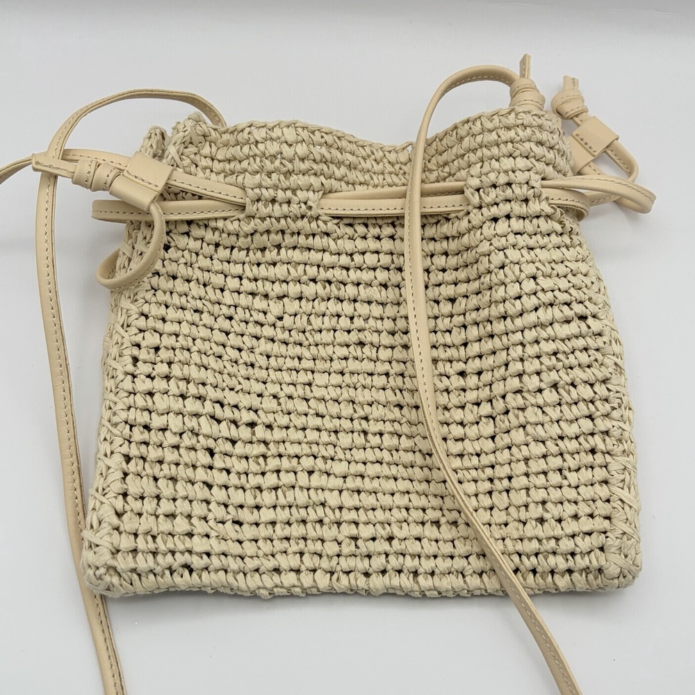 Arket Authentic Straw Mini 8" Crossbody Bag Beige Natural 2004